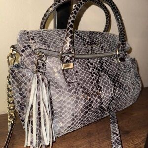 Michael Kors Gray Snake Print Shoulder Bag